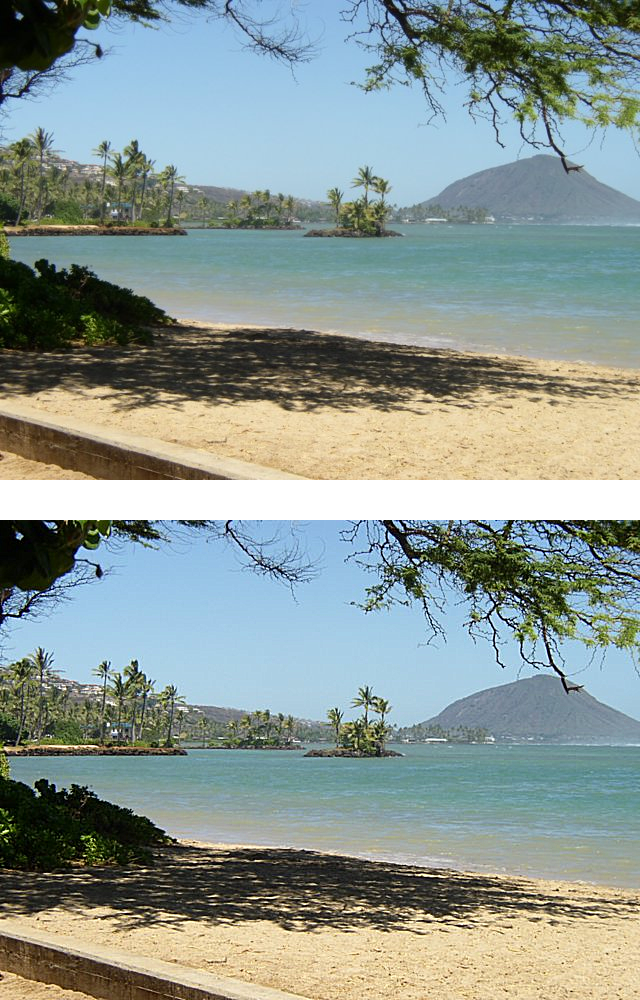 Image Sharpening: original (top), Image Sharpened (bottom).