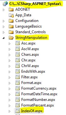 CS Syntax String Manipulation IndexOf