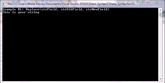 C-Sharp Syntax StringManipulation Replace screenshot