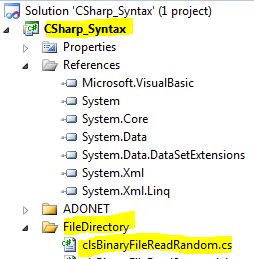 CS Syntax File Directory Binary File Read Random