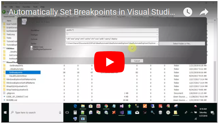 Visual Studio set breakpoint on every method