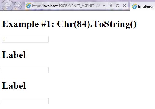 VB.NET Syntax StringManipulation Chr screenshot