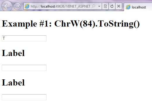 VB.NET Syntax StringManipulation ChrW screenshot