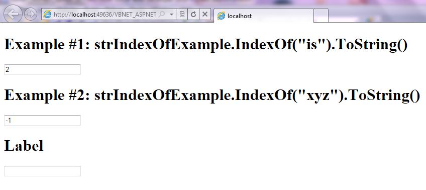 VB.NET Syntax StringManipulation IndexOf screenshot