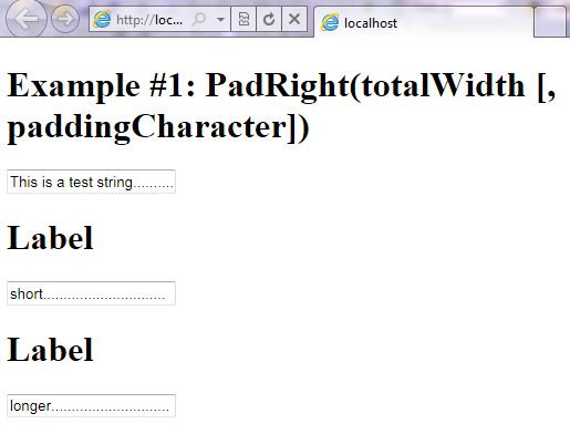 VB.NET Syntax StringManipulation PadRight screenshot