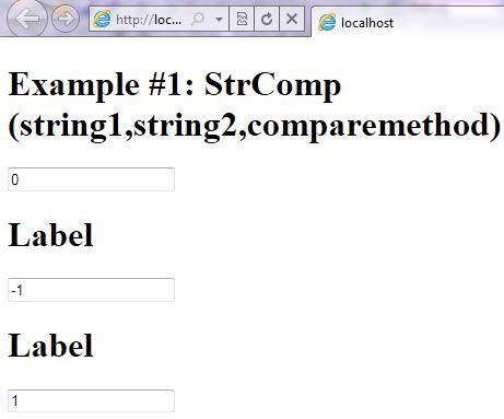 VB.NET Syntax StringManipulation StrComp screenshot