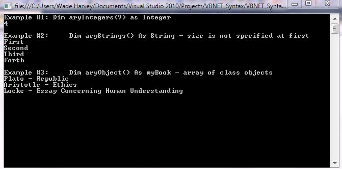 VB.NET Syntax DataStructures ArrayOneDimensional screenshot