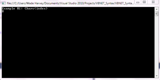 VB.NET Syntax StringManipulation Chars screenshot