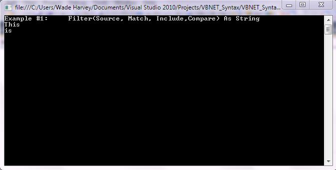 VB.NET Syntax StringManipulation Filter screenshot