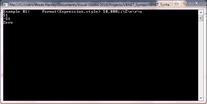 VB.NET Syntax StringManipulation Format screenshot