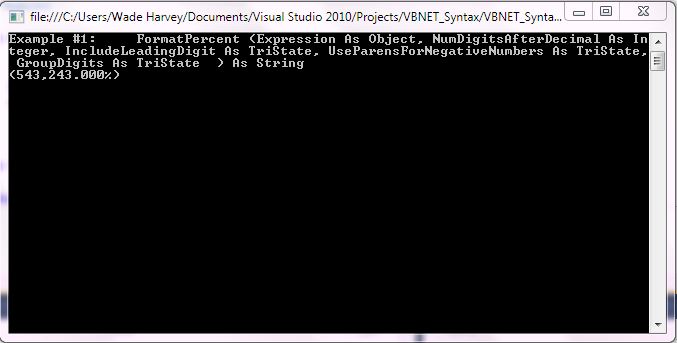 VB.NET Syntax StringManipulation FormatPercent screenshot