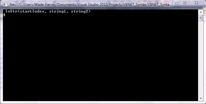 VB.NET Syntax StringManipulation InStr screenshot
