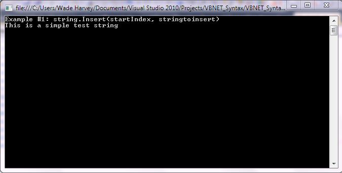 VB.NET Syntax StringManipulation Insert screenshot