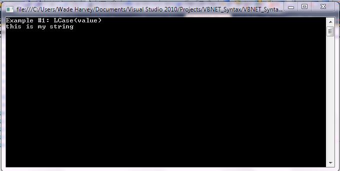 VB.NET Syntax StringManipulation LCase screenshot