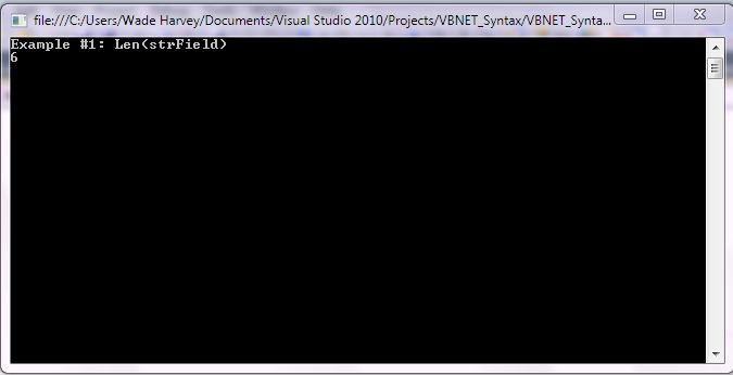 VB.NET Syntax StringManipulation Len screenshot