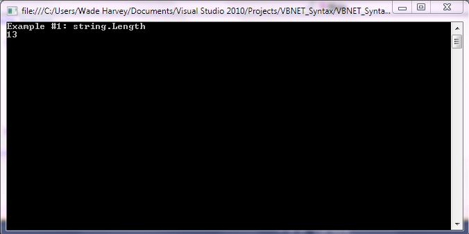 VB.NET Syntax StringManipulation Length screenshot