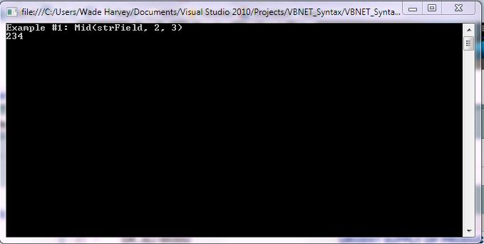 VB.NET Syntax StringManipulation Mid screenshot