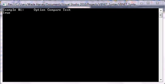 VB.NET Syntax StringManipulation OptionCompare screenshot