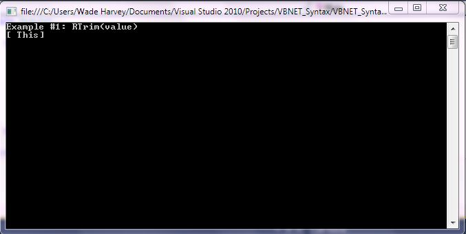 VB.NET Syntax StringManipulation RTrim screenshot