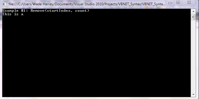 VB.NET Syntax StringManipulation Remove screenshot