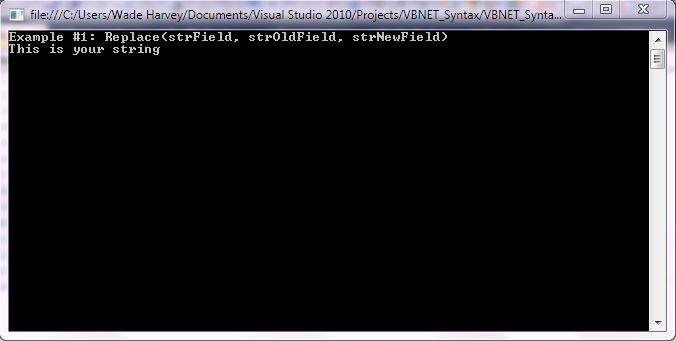 VB.NET Syntax StringManipulation Replace screenshot