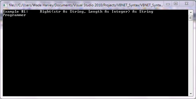 VB.NET Syntax StringManipulation Right screenshot