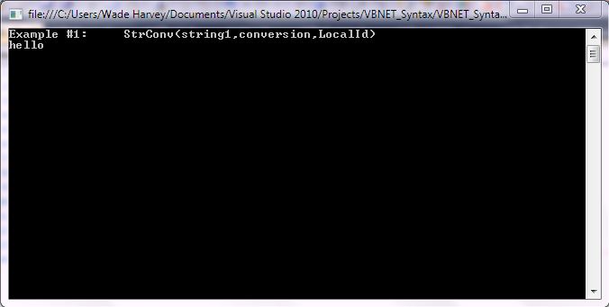 VB.NET Syntax StringManipulation StrConv screenshot