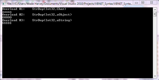 VB.NET Syntax StringManipulation StrDup screenshot