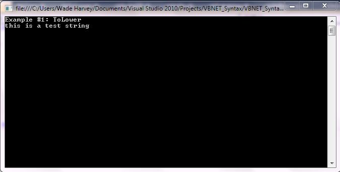 VB.NET Syntax StringManipulation ToLower screenshot