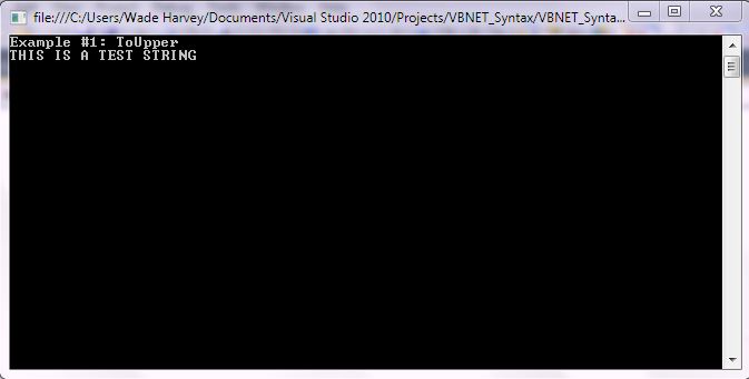 VB.NET Syntax StringManipulation ToUpper screenshot