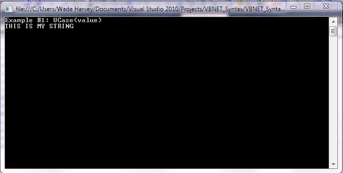 VB.NET Syntax StringManipulation UCase screenshot